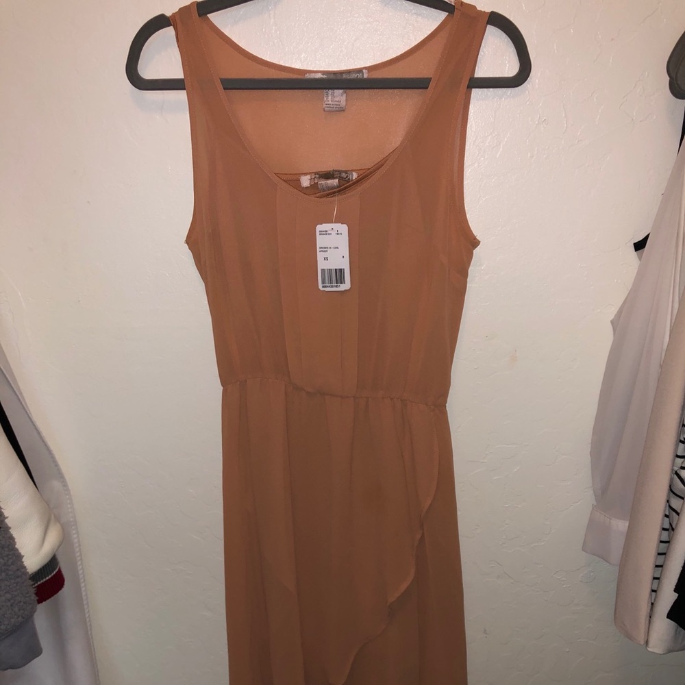 High-Low Apricot Chiffon Dress